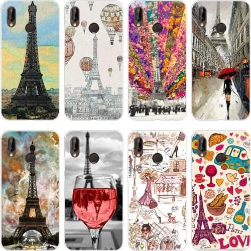 23H fashion Pink Paris stype Soft Silicone Tpu Cover Case for huawei p 20 lite pro y6 2017 mate 10 lite