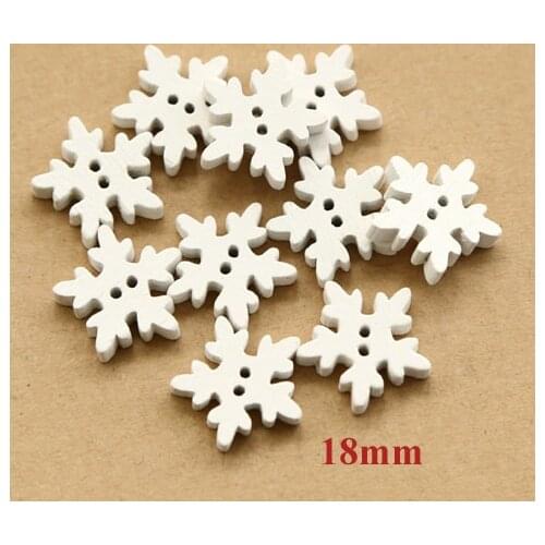 30pcs/lot Fashion white snowflake buttons Snow flower design wooden buttons Sewing buttons for kids(SS-397)