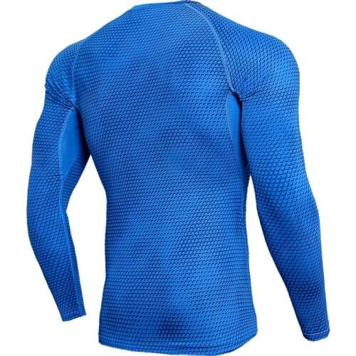 3XL Blue Sport Shirt Men Compression Shirt Men Rashgard Soccer Jerseys Runing T Shirt Fitness Top Bodybuilding GYM Shirt Men MMA
