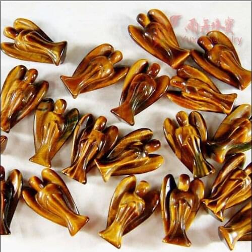 5pcs New Arrival !!! Fashion Beautiful Tiger eye stone Angel Charms Statue Carved Angel Figurine With Wing Pendant Pendants