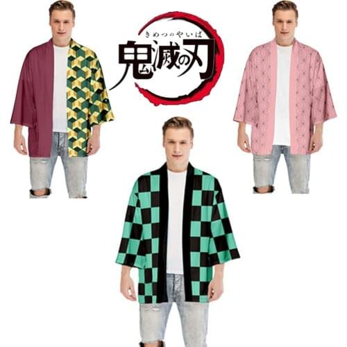 Anime Demon Slayer Summer Casual Cool Streetwear Kimetsu No Yaiba Printing Kimono Women/Men Halloween Party Cosplay Costume