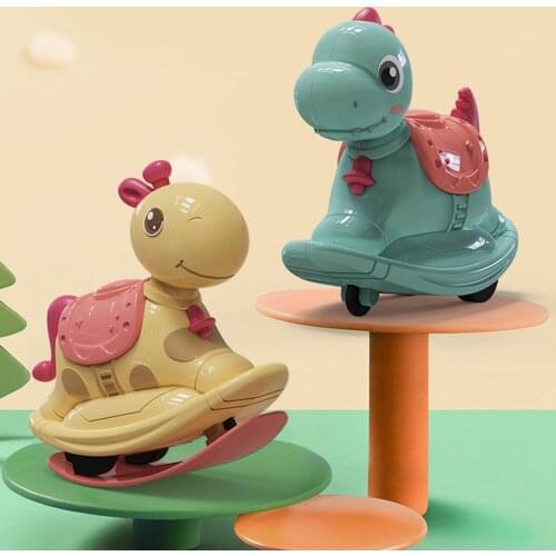Big Building Blocks Cute Animal Children Press Sliding Toy Rocking Horse Cartoon Inertial Animal Pull Back Car For Children Gift
