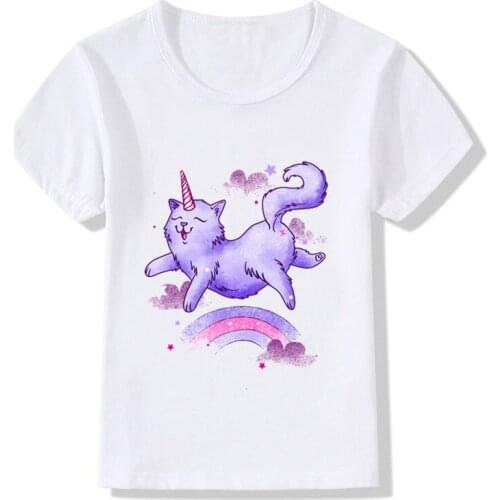 2019 Children Cute Cat Unicorn Print Funny Boys/girls T-Shirts Summer Tops Short Sleeve Kids Clothes Casual Baby T shirt,ooo2135