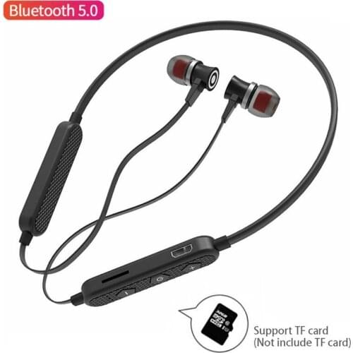 Bluetooth Headset Neckband Handsfree Sport Headphone Support TF Card Earphones Stereo Earbuds with Microphone for Cell Phone
