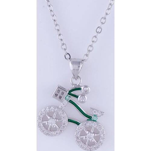 Hot Sale Jewelry Cute Zircon Enamel Bike Charms Necklaces Pendants Handmade Copper Micro Pave Chain Best Friends Pendants Gifts