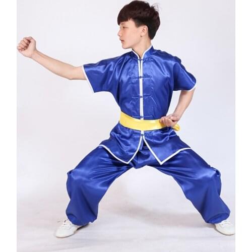Wushu Uniform Stage Performance Short Sleeve Tai Chi Clothing Kung Fu Suits Taijiquan Practice Performance Wear Kid To Adult