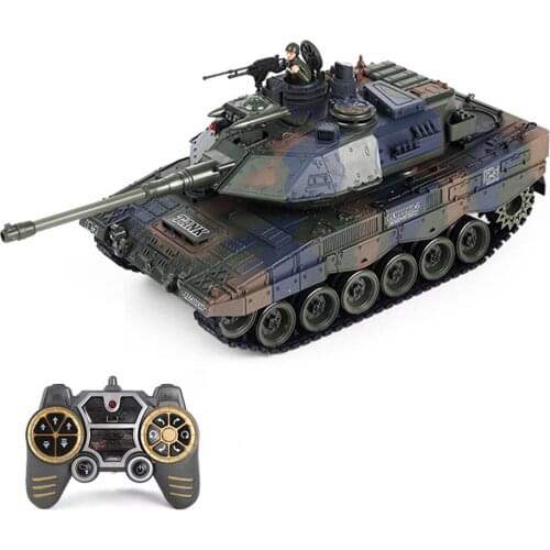 LCF 1:18 2.4G German Leopard 2A6 Military Tank Model RC Battle Tank Toy with Smoke Sound Light Effect Special Gift For Children