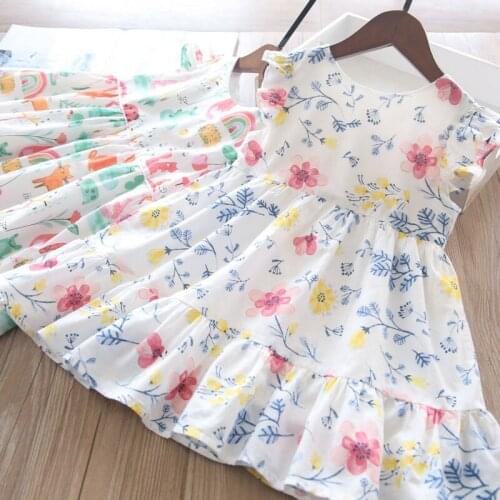 Girls dress summer new baby girl animals print cotton princess dresses wholesale