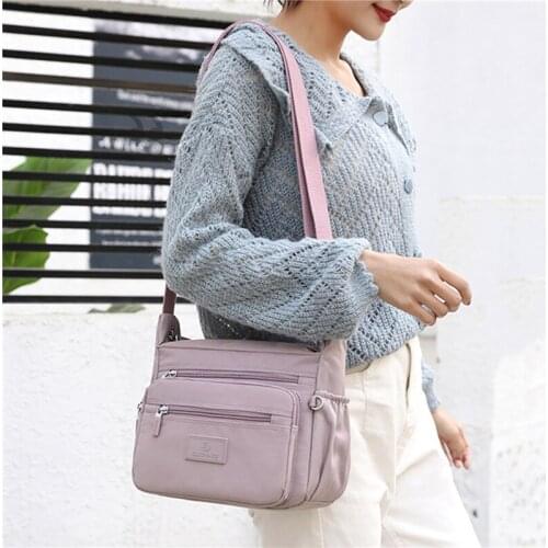 Fashion Women Shoulder Messenger Bag Nylon Oxford Lightweight Waterproof Zipper Package Large Capacity Travel Crossbody Bag
