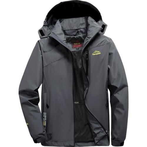 Mens Oudoor Waterprooof Jackets Spring Autumn Breathable Hooded Rain Coat Hiking Climbing Camping Trekking Windbreaker Jackets