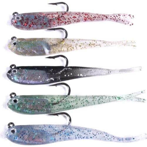 5pcs/lot Soft Bait 7cm 5g Artificial 3D eyes Shad Swim Bait Fishing Tackle Bass Jig Lures Worm Shad Lure for Winter Ice Fishing