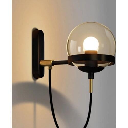 Nordic LED Glass Ball Wall Lamp Post-modern Retro Golden Individuality American Country Simple Corridor Aisle Entrance