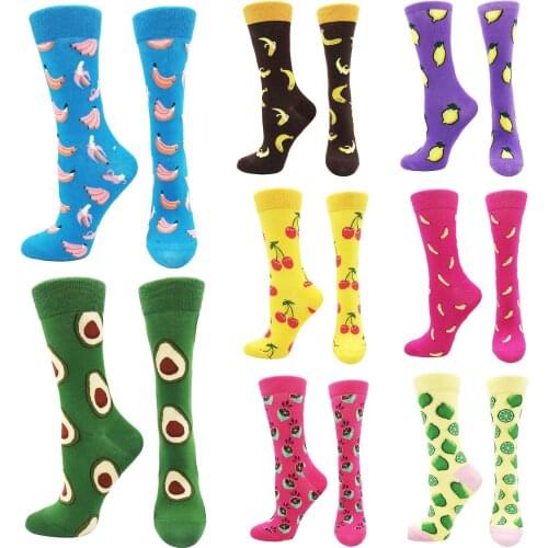 2021 spring, summer and autumn new medium tube socks female fruit food small fresh art cute donuts female stockings