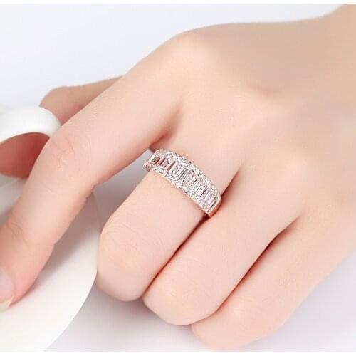 New Arrival Jewelry Gift Luxury Rose Gold Square Zircon Simple Micro Zircon Couple Vintage Party Rings For Women Girls
