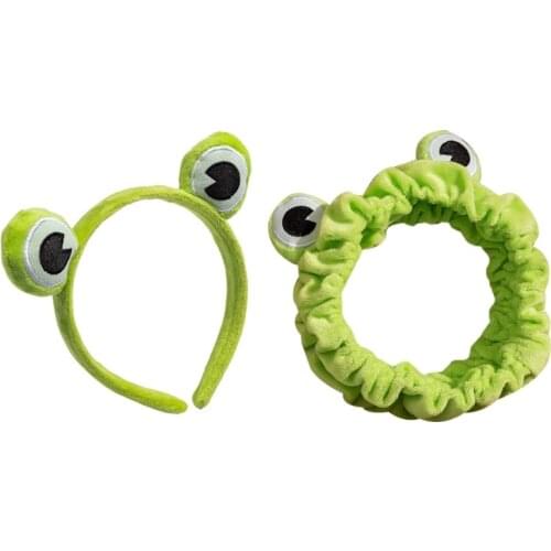 Adult Kids Wash Face Makeup Headband Lovely Frog Eyes Elastic Stretchy Hair Hoop Soft Plush Wrapped Bandana Photo Props