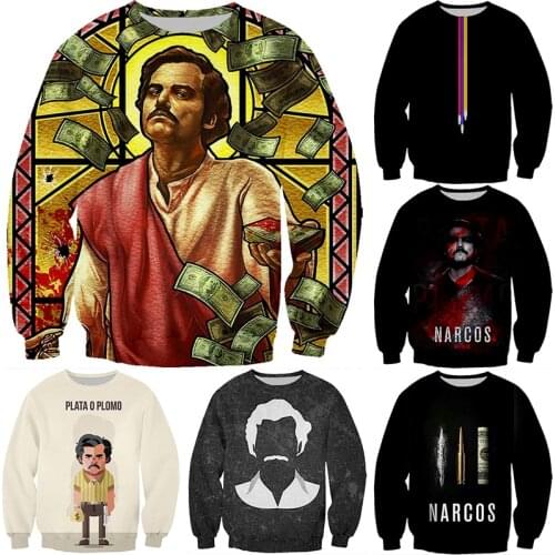 PLstar Cosmos Narcos Pablo Escobar Narcos bullet black hoodies sweatshirts Mafia Hip Hop Men Tees Shirt Harajuku Streetwear-6