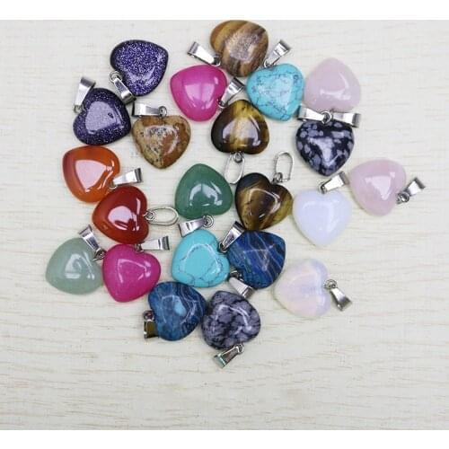 Fashion jewelry natural stone heart pendants for jewelry making charms necklace accessories 50pcs/lot free shipping