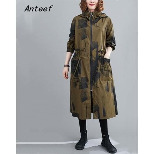 Hooded casual loose long autumn spring trench coat for women 2021 clothes Outerwear