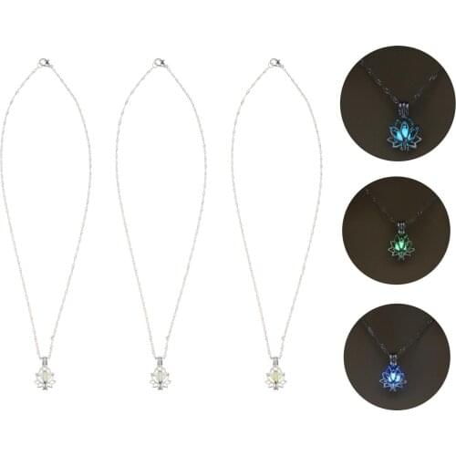 Glow in Dark Luminous Hollow Flower Lockets Necklaces Pendants for Teen Girls, Mother, Little Girls Jewelry