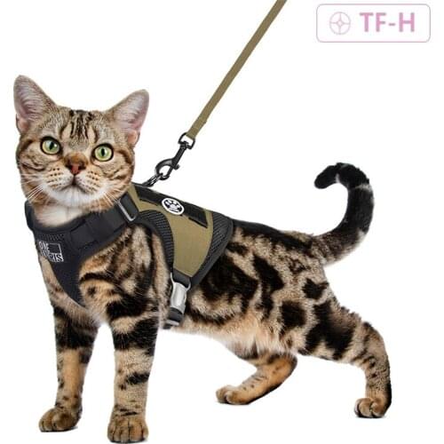 Tactical Cat Harness Vest Universal 1000DNylon CLAW ENFORCEMENT Outdoor Walking Protective Escape Proof Cat/Dog Vest With Leash