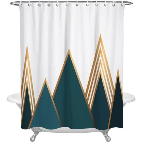 Triangular Mountain Shape Shower Curtain Waterproof Polyester Fabric Shower Curtains Home Decoration Curtain with Hook