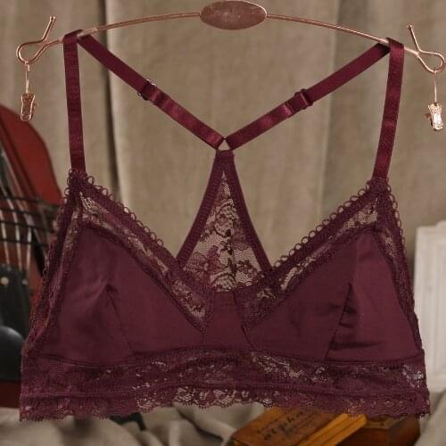 Clearance Ultra-thin bra womens vest design lace decoration lingerie triangle cup Y shape shoulder tape bra
