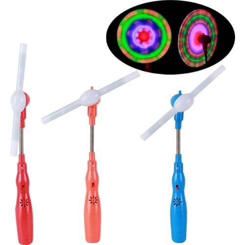 Funny Electric Lighting Spinning Stick Toys Children Music Toys Lighting Wireless Microphone Model Musical Luminous Windmill Toy