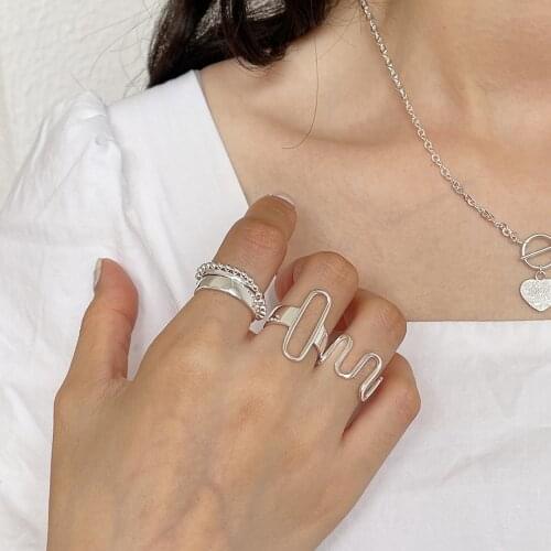 1pc Authentic 925 Sterling Silver Fine Jewelry Wave Cross grain Chain Ring Womens C-J1603