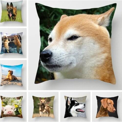 Animal Pattern Polyester Throw Pillow Cover Dog Pig Cushion Cover Pillow Cover for Sofa Bedroom Decorative Pillowcases 45 x 45cm