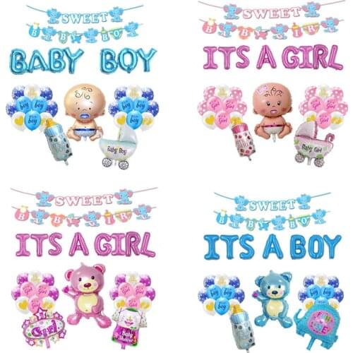 1 set baby Shower Balloon decoration boy Girl gender reveal banner Baby birthday party Balloon toy Decoration Supplies