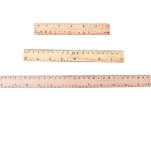 1pcs 15cm 20cm 30cm Wooden Ruler Learning Office Stationery Ruler Metric Rule Precision Double Sided Measuring Tool