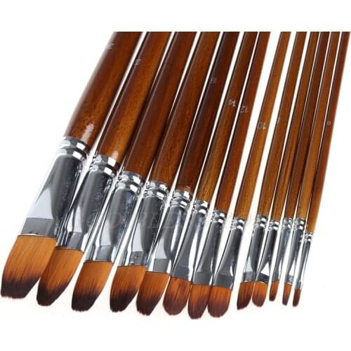 13Pcs Artist Paint Brush Set Nylon Hair Watercolor Oil Painting Acrylic Drawing Drop Shipping