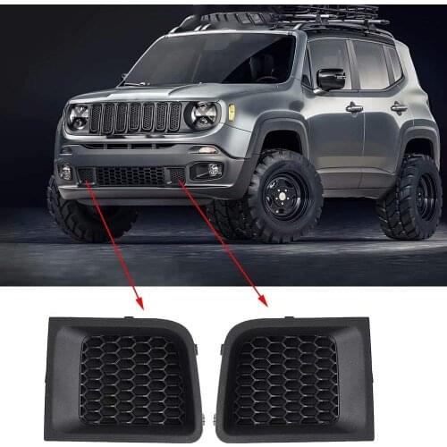2 PCS/Pair Black Left+Right Front Lower Bumper Grill Grille Bezel Cover For Jeep Renegade 2015 2016 2017 2018 5XB62LXHAA Left
