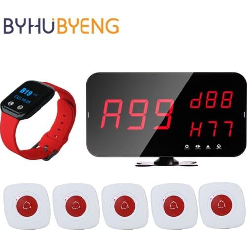 BYHUBYENG Wireless Calling System Bell Paging Button Ricevitore Restaurant Pagers Restaurante Equipement Call Table