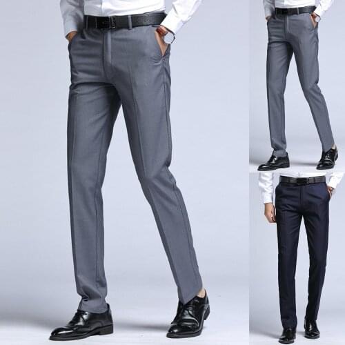 Trousers Solid Color Slim Pants Men Clothing for Business Man Trousers Formal Business Male Straight Autumn Clothing