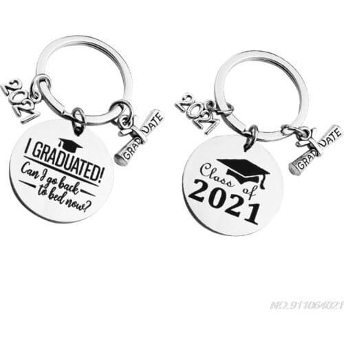 Class of 2021 Graduation Ceremony Keychain Graduated Bachelor Hat Key Ring Necklace Pendant Jewelry Bag Souvenir Gift wholesales