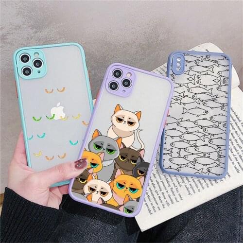 Cute Cat Fish Phone Cover For iPhone 12 Mini 11 Pro Max SE2020 6s 7 8 Plus X XS MAX XR Fashion Animal Hard Shockproof Case Funda
