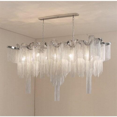 Designer Tassel Chain Chandelier Modern Pendant Lamp Aluminum Living Room Dining Room Bedroom Ceiling Light PA0020