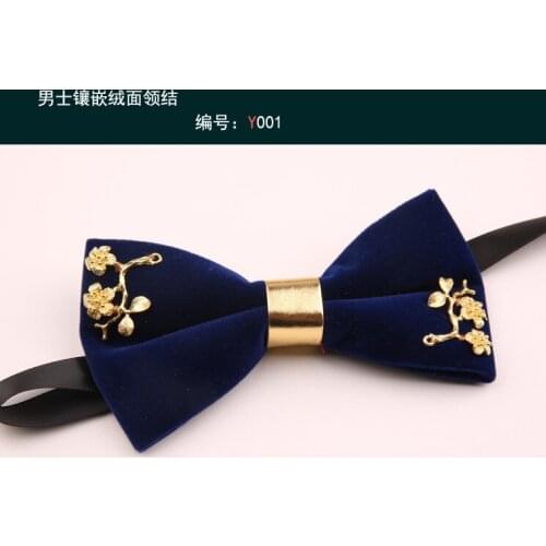 Mens bow tie wedding groom best man suit annual meeting black red British inlaid metal bow tie