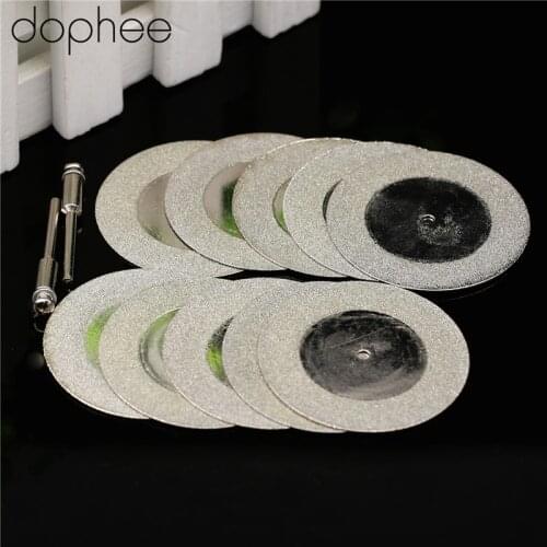 Dophee 10pcs Diamond Cutting Discs Abrasive Tool Grit 150 50mm 2" inch Diamond Coated Rotary Cutting Cut Off Blade 2pcs Mandrels