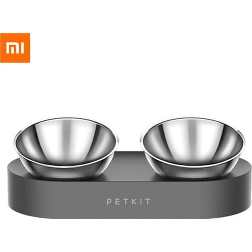 New Xiaomi PETKIT Stainless steel Double Feeder bowls FRESH Nano 15 degree adjustable pet Cat Food Bowl Water Cup for pets feed