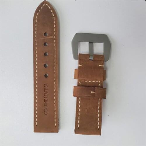 Leather Watch Bands Brown Strap with Stainless Steel Buckle Watchband Strap for Women Men Watch Replacement Parts