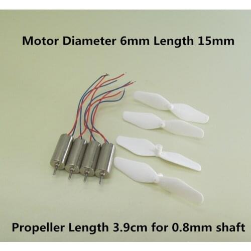 Mini 615 Diameter 6mm Length 15mm 6*15 / 0.8mm 3.7V Motor Coreless 3.9cm 39mm Props R/C Toys DIY Drone Quadcopter Rc Spare Parts