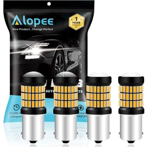 4-Pack 1156 BA15S 1141 1003 7506 LED Light AK-4014 60 SMD Car Tail BackUp Bulbs Blinker Side Marker Light Amber/Yellow 9V-18V DC