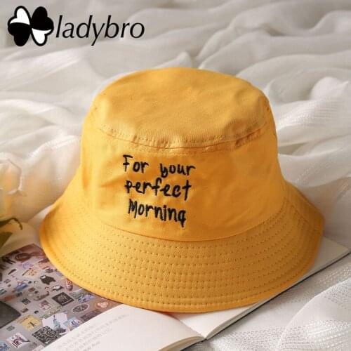 Ladybro For Your Perfect Morning Men Bucket Hat Women Letter Fisherman Hat Cap Female Summer Sun Hat Male Chapeu Femme Hip Hop
