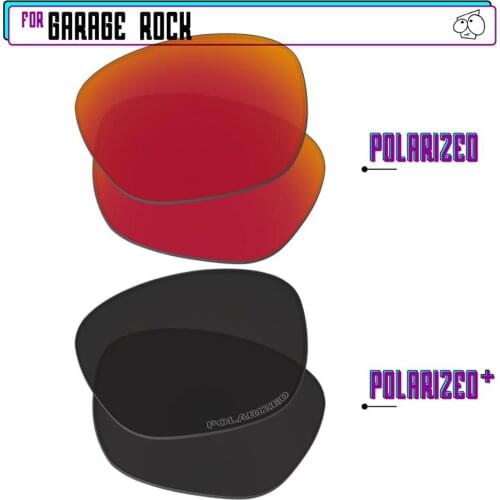 EZReplace Polarized Replacement Lenses for - Oakley Garage Rock Sunglasses - Black P Plus-Red P