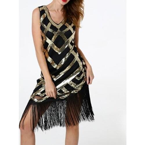 Plus Size Womens Vintage Bridal 1920s Deco Great Gatsby Sequin Flapper Dresses with Sleeveless 20s Long Fringed Beaded Dress