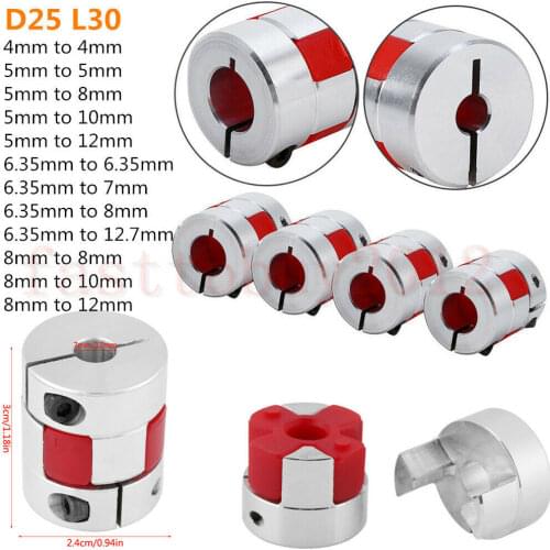 Shaft Coupler Flexible Plum Coupling CNC Stepper Motor Jaw Spider for 3D Printer D25 L30 4mm 5mm 6mm 6.35mm 8mm 9mm 10mm 12mm