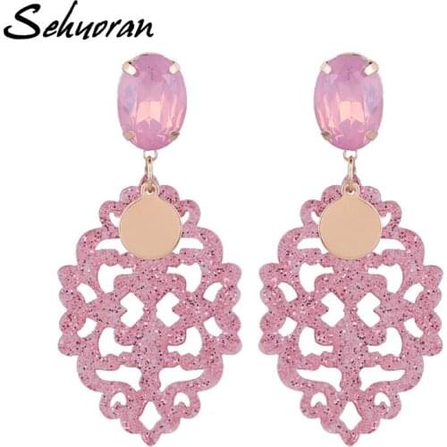 Sehuoran Brinco Brincos Originality Trendy Geometric Resin Engraving Drop Earrings For Women Elegant Design Jewelry Wholesale