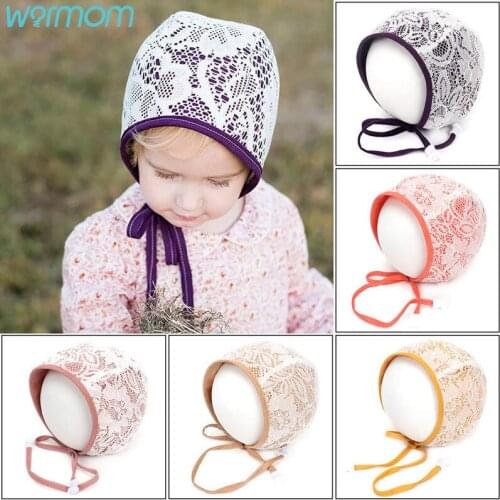 Warmom Creative Lace Court Hat Childrens Hat Newborn Photography Props Cotton Ear Protection Princess Hat Baby Hats for Girls